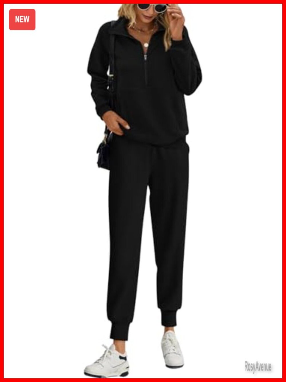 Long Sleeve Half Zip Sweatsuit 2 Piece Jogger Set Pullover Women Activewear